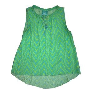 Escapda Chevron Blue Green Woman's Tank Top Size Large